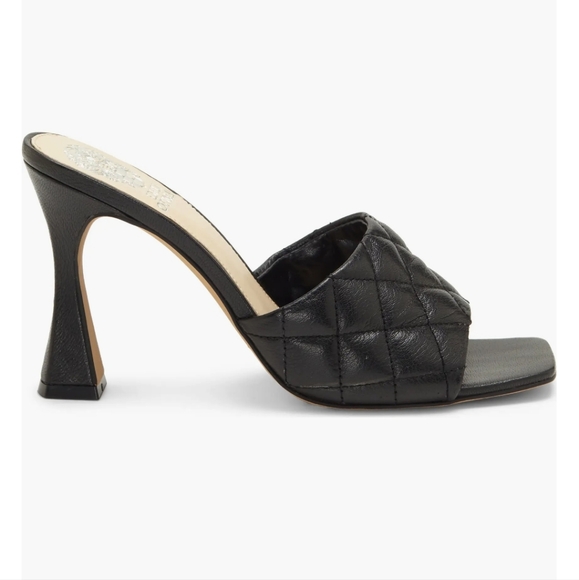 Vince Camuto Silver Quilted Mules Heeled Sandals NWT Size 9 - Picture 11 of 12